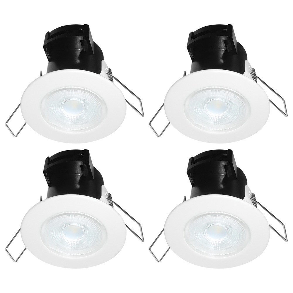 4 x Eterna KFIRE4WH LED Dimmable Fire Rated Downlights 4000K 5W (White)