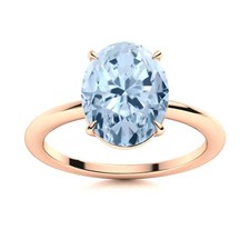 Natural Aquamarine 925 Sterling Silver Prong Solitaire Throat Chakra Ring