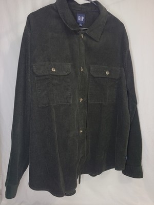 Gap Men's XL Green Button-Front Shirt Jacket Shacket w/ Pockets Cotton