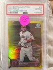 Mike Trout 2022 Bowman Chrome #13 Yellow Refractor /75 PSA 10