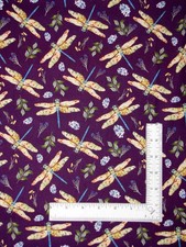 Dragonflies Toss Purple Fabric Yard Dragonfly Dance Cotton by Henry Glass