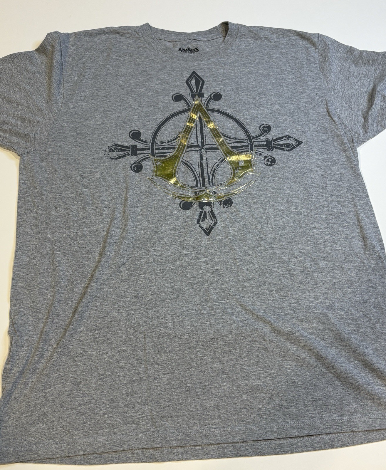 Assassins Creed Origins Gold Foil Logo Gray Shirt Men’s XL