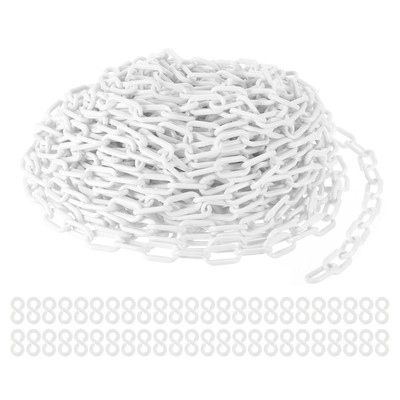 Plastic Chain Links 100 Foot Safety Barrier Chain White
