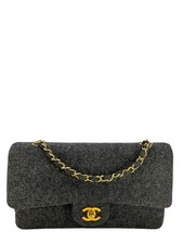 Chanel Vintage Quilted Wool Medium Classic Double Flap Bag