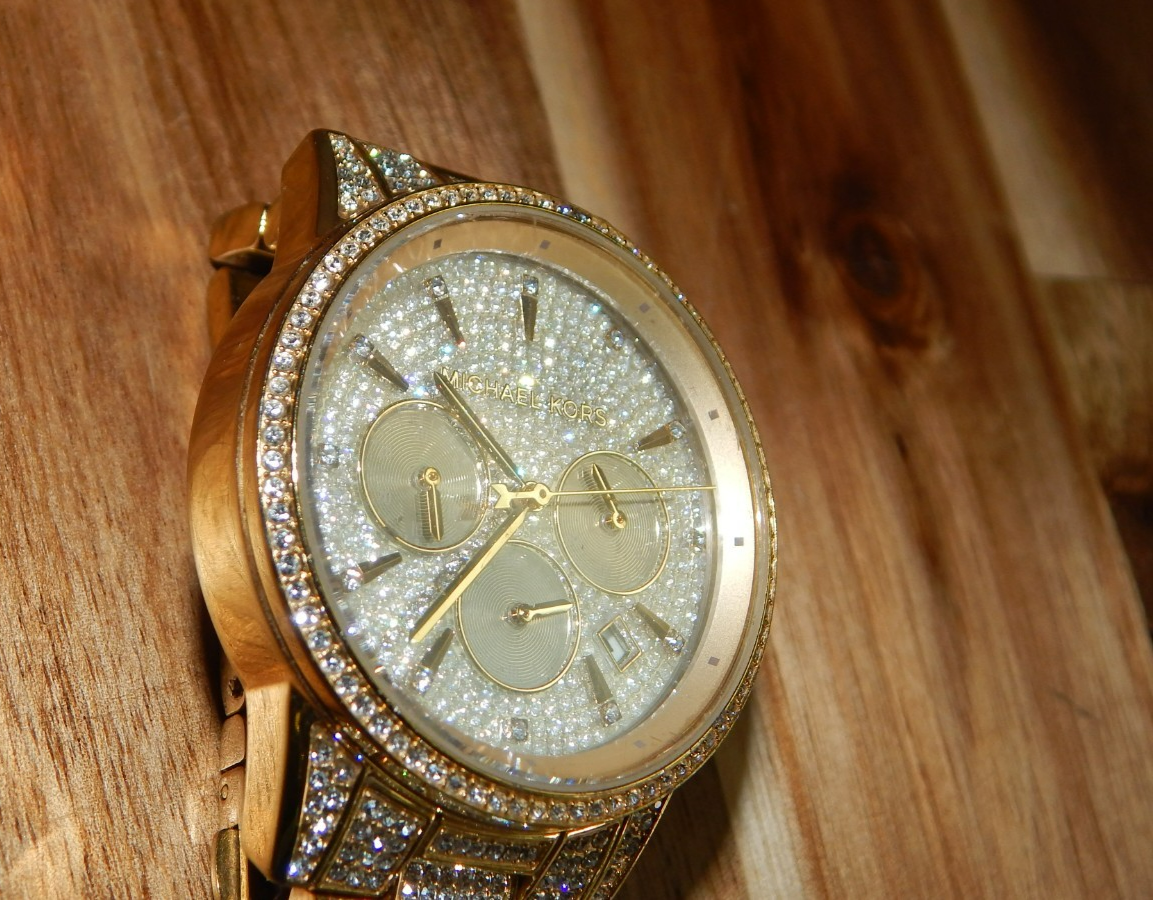 MICHAEL KORS MK-6747 Ritz Chronograph Pave Gold Tone Stainless