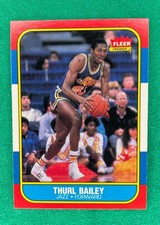 1986-87 Fleer Set Break Thurl Bailey RC #6 NM-MT Jazz NC State '83 Valvano Champ