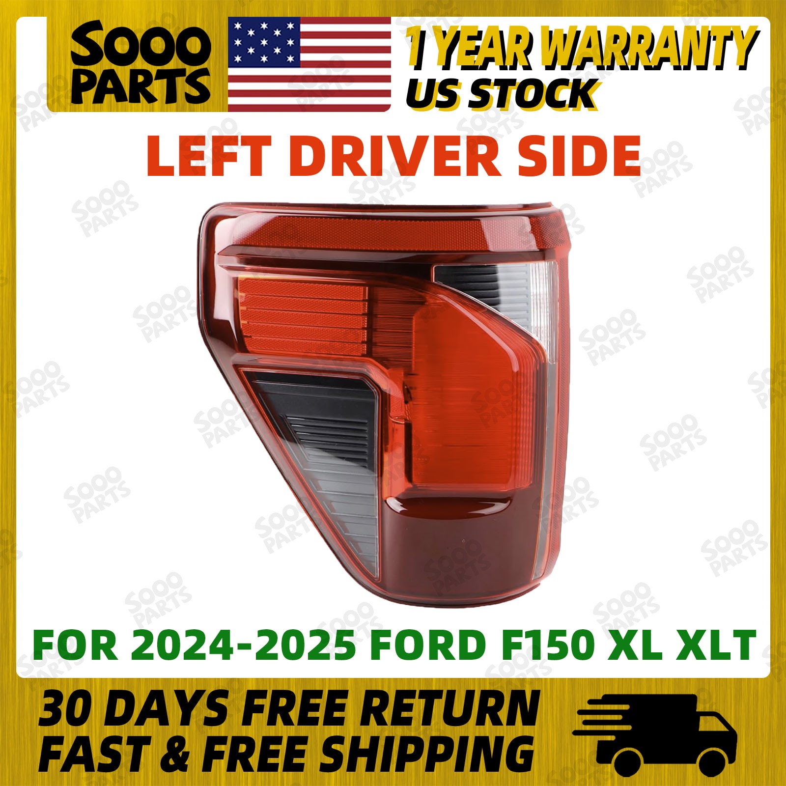 Left Driver Side Halogen OE Style Tail Light For 2024-2025 Ford F-150 XL XLT