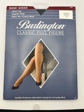 Burlington Classic Full Figure Basic Sheer PANTYHOSE Sz QUEEN 3 BLACK V89 NEW