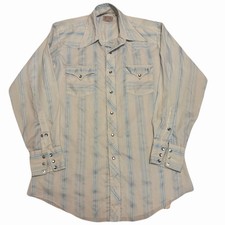 Vintage H Bar C Shirt Mens L/XL Western Pearl Snap Ranchwear 70s Cowboy