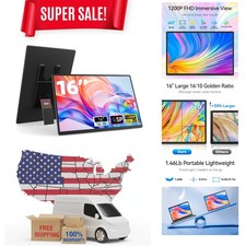 16" Portable Monitor for Laptop - 1200P FHD Laptop Screen Extender HDMI USB C...