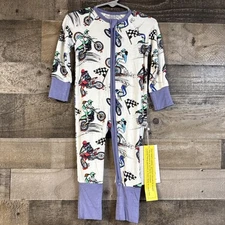 Fletch Moto Baby Bamboo Clothes SZ 6-12M Convertible Double Zipper Zippy Romper