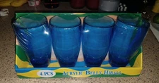 4 New In Pack Acrylic Belly HiBall Tumblers Blue Dishwasher Safe 18 Ounces 