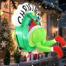 Grinch Christmas Inflatable Outdoor Xmas Decorations Green Big Monster Broke Out