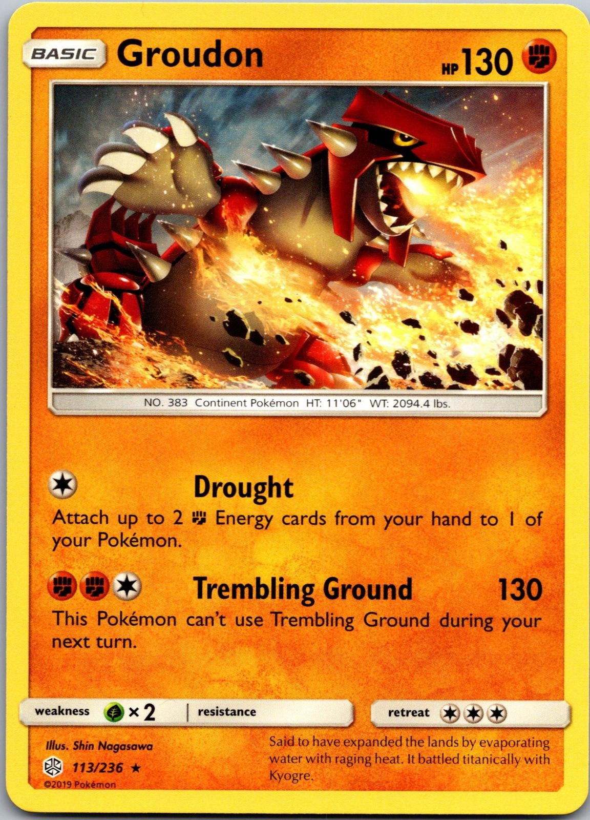 Groudon 113/236 Rare Cosmic Eclipse Pokemon Near Mint