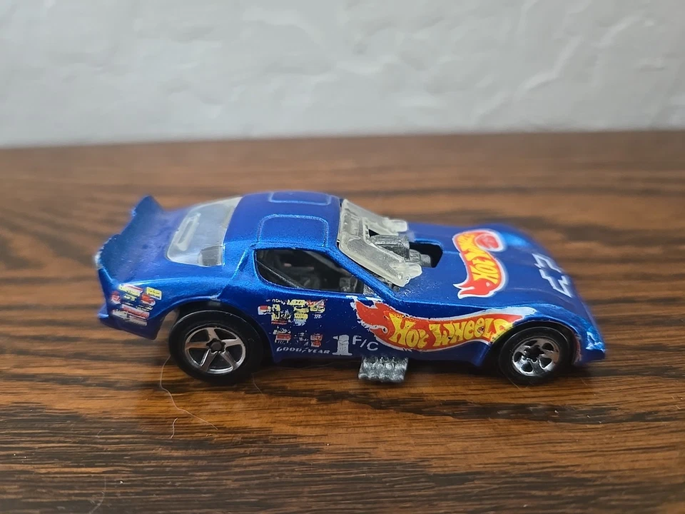 De colección 1977 Hot Wheels Pontiac Firebird Divertido Coche Azul Chevy Logo Diecast Foto 4 de 4