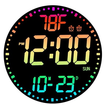 Large 12'' RGB Color Changing Digital Wall Clock with Remote Control | LED Dis...