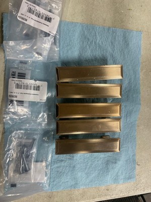 Emtek 86299US4, 3'' C-to-C, Geometric Cabinet Pull, Satin Brass (5-Pk) *READ*