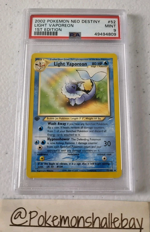 Light Vaporeon 1st Edition 52/105 - Neo Destiny *PSA 9 - MINT* Pokemon Card - Image 3 of 4