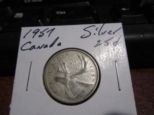 Canada 1957 - 25 Cent Quarter Canadian Coin - 80% Silver