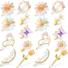18 Pcs Rhinestone Butterfly Hair Clips Decorative Bobby Pins Crystal Flower Hand