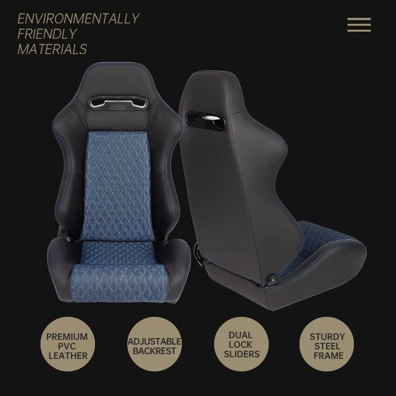 2 Pcs Universal Racing Seats with Sliders Reclinable Bucket Seats for Subaru - Image 3 of 4