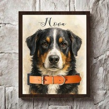 Custom Dog Portrait Memorial Frame, Collar Holder, Remembrance Gift