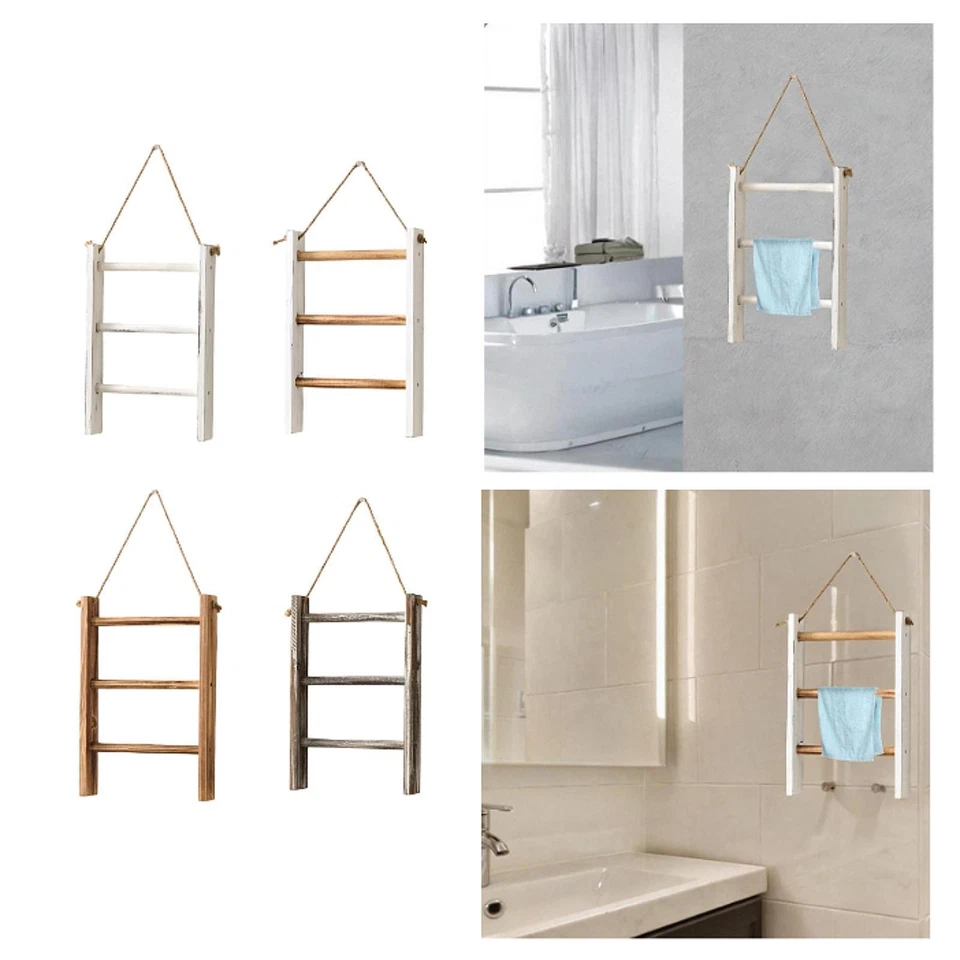 Porte-serviettes Bois Support à Serviettes Suspendu Échelle Murale Porte-linge - Photo 1/1
