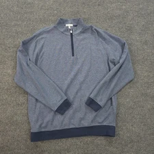 Peter Millar Sweater Mens XL Blue Striped Crown Comfort 1/4 Zip Golfing Prep