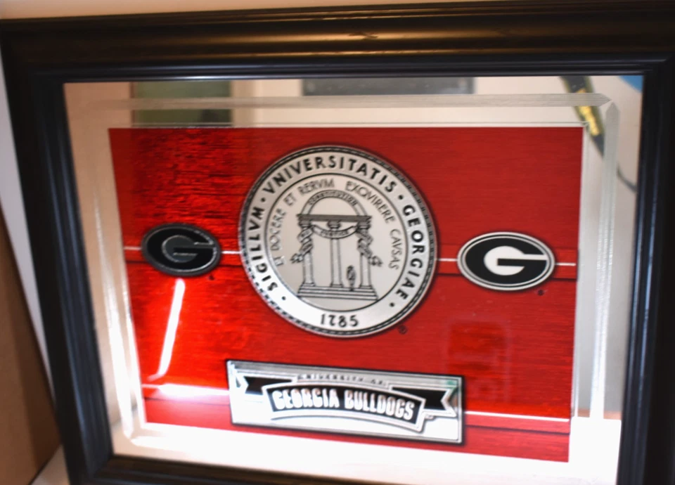 Framed Mirrored University of Georgia Seal Georgia Bulldogs Wall Art 17" X 14" - Image 3 of 4