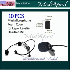 Mini Microphone Windscreen Foam Cover for Lapel Lavalier Headset Mic Black 10 PC