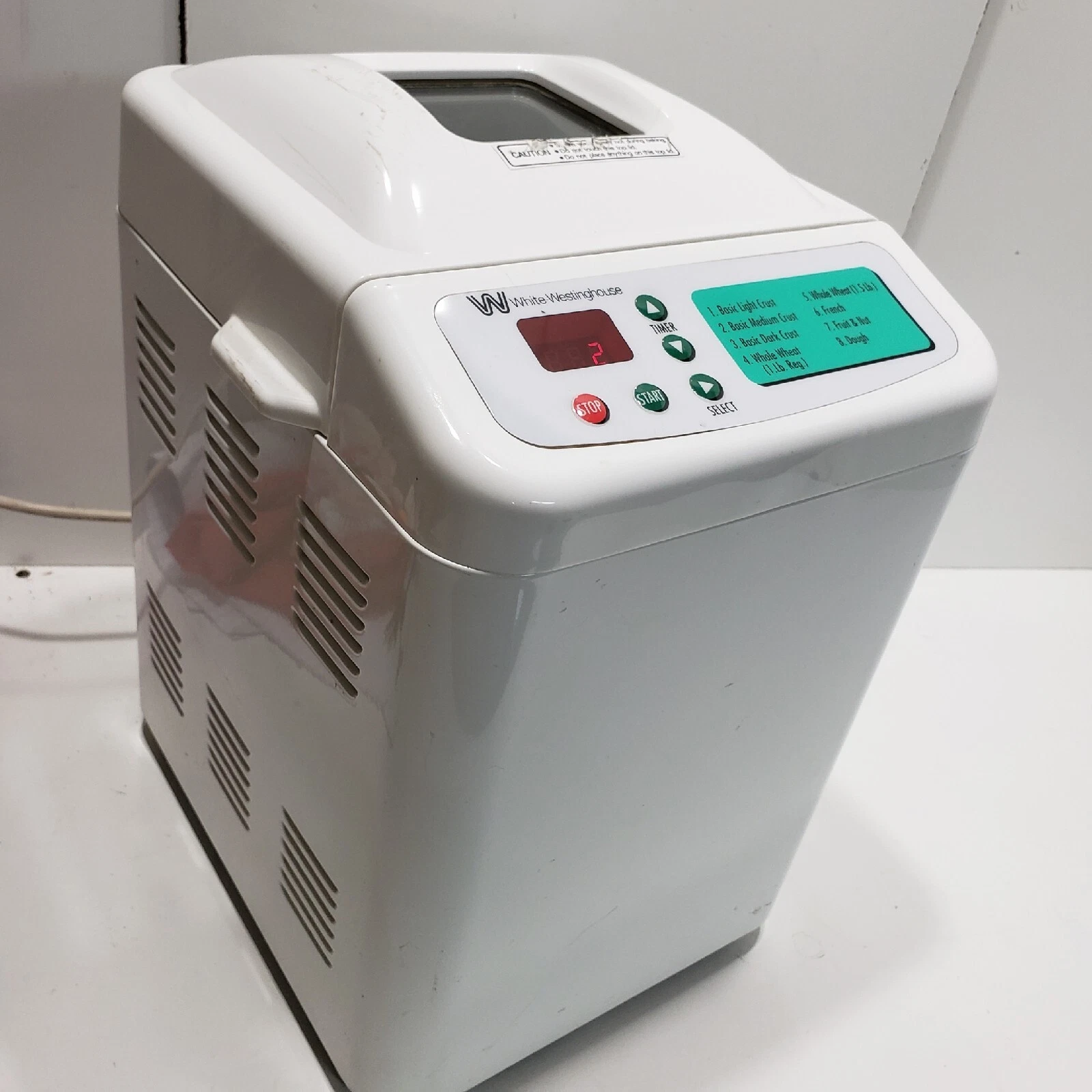 White Westinghouse Automatic Bread Maker Model WTR-4400 Wheat 1.5 Loaf