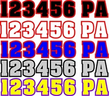 #5591B (2) 20" x 3" Premium Multiple Color Boat Registration Numbers