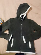 Kuhl Youth Kids 14 Black Full Zip Hood Hooded Fuzzy Jacket Chest 17 X Length 20
