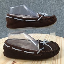 Minnetonka Slippers Womens 6 Cally Mocassin Brown Suede Leather Comfort Slip On