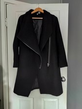 H&m Divided Black Coat Zipper On Side Size S/8