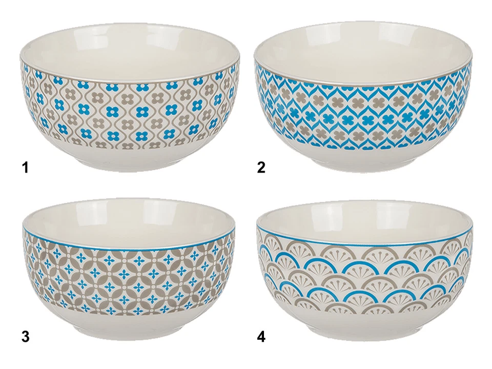 Müslischale Retro Dekor blau grau Frühstück Dessert Schale Schälchen Schüssel - Bild 1 von 1