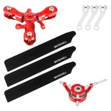 Microheli CNC Triple Black Plastic Blades Conversion Set (RED) - GOOSKY S1