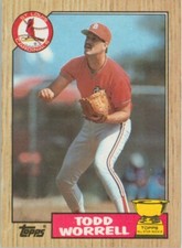 Todd Worrell 1987 Topps #465 Rookie Gold Cup STL Cardinals MLB Baseball Card