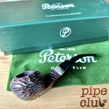 Peterson Petite Junior Rusticated Nickel Mounted Bent Bulldog Tobacco Pipe - NEW