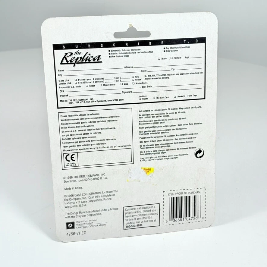 ERTL Dealership Pickup Die-Cast Case Model Vintage 1996 SEALED - Image 4 of 4