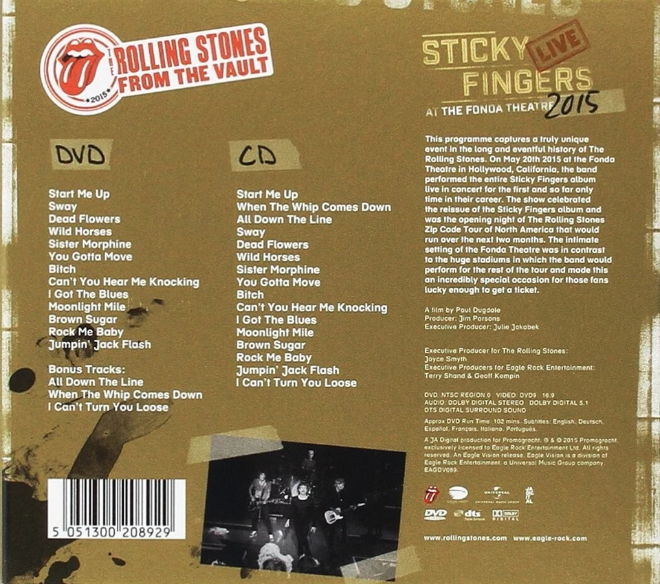 The Rolling Stones - From The Vault: Sticky Fingers Live 2015 Digipak CD+DVD - Bild 2 von 2