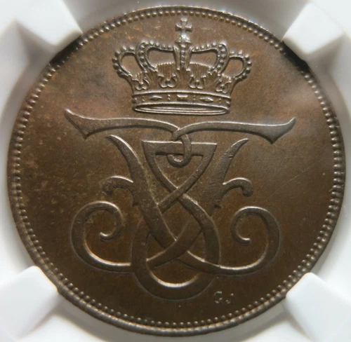 DENMARK Kingdom 5 ore 1912 VBP NGC MS 63 BN UNC Bronze King Frederik Slab KEY
