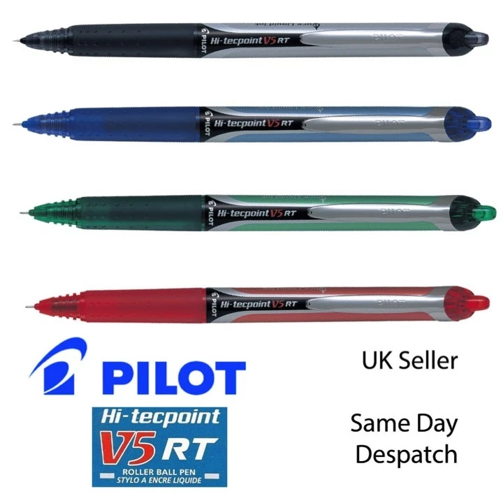 Pilot V5 RT Hi-Tecpoint Retractable Liquid Ink Rollerball Pen 0.5mm black blue