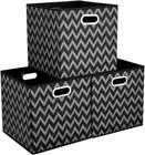 Black Chevron Foldable Cube Storage Boxes - Set of 3