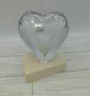 Blenko Clear Art Glass Heart Bud Vase Paperweight