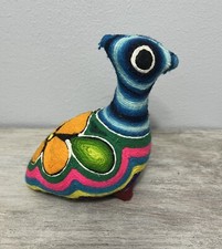 Mexican Huichol Yarn Art Multicolor Bird Figurine Folk Art Retro 5" Tall