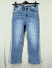 VERVET Defeat SLIM FIT Blue STRETCH DENIM High-Rise STRAIGHT LEG Crop Jeans 26