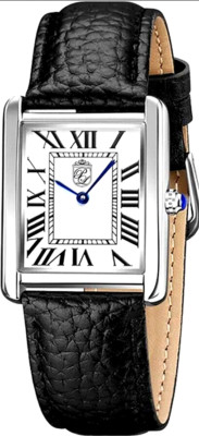 Pierre Lucerne 1888 Vintage Style Swiss Inspired Mens Dress Watch Black Band