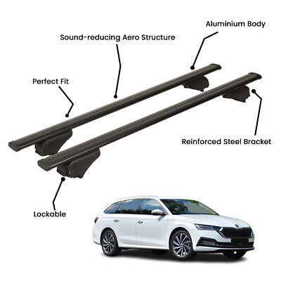 2 Pcs Black Roof Rack Cross Bars For SKODA  OCTAVIA SW 2020-