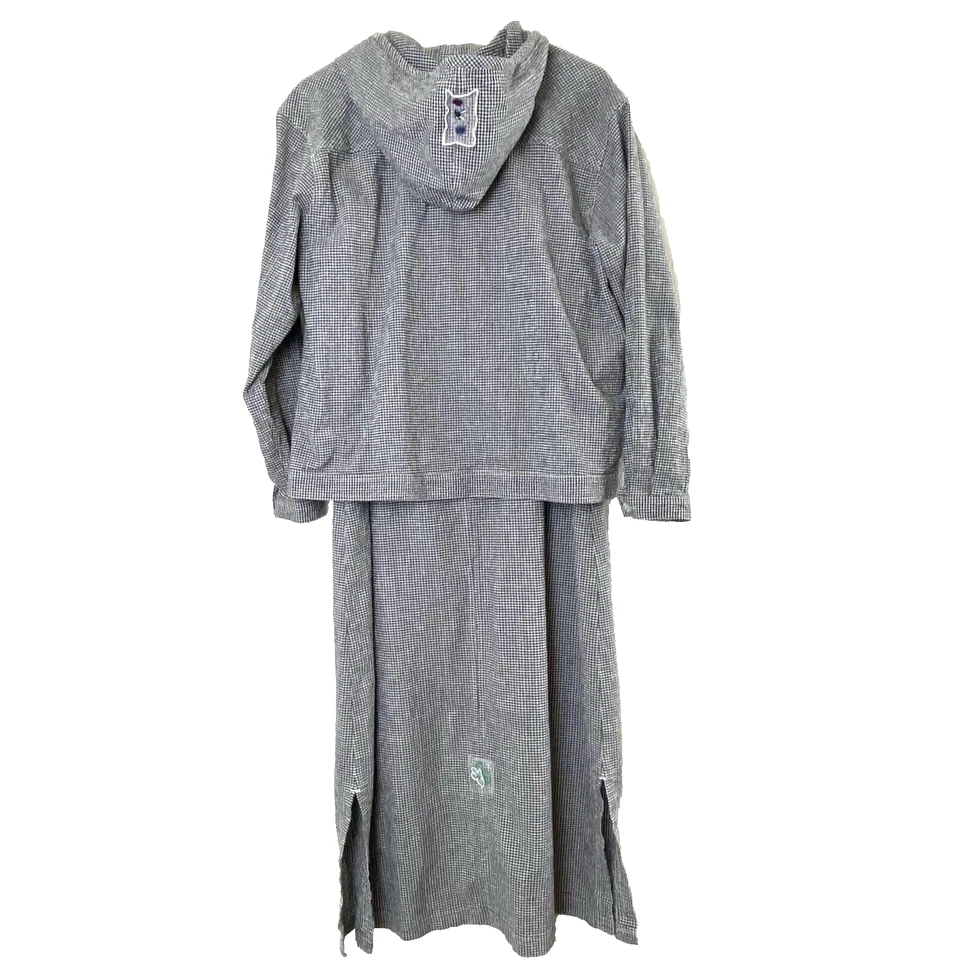 Vintage C.A. Conjunto de vestido y chaqueta deportiva de guinga blanco y negro mediano arte para maestros Foto 2 de 4